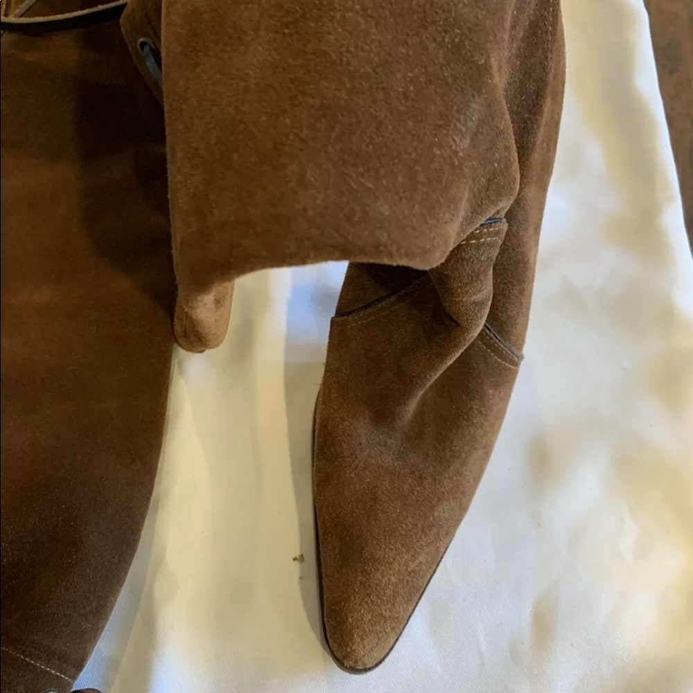 Coach Suede Long Boots, Size 7, Camel, Zip Closure, Leather Trims - Picture 2 of 4